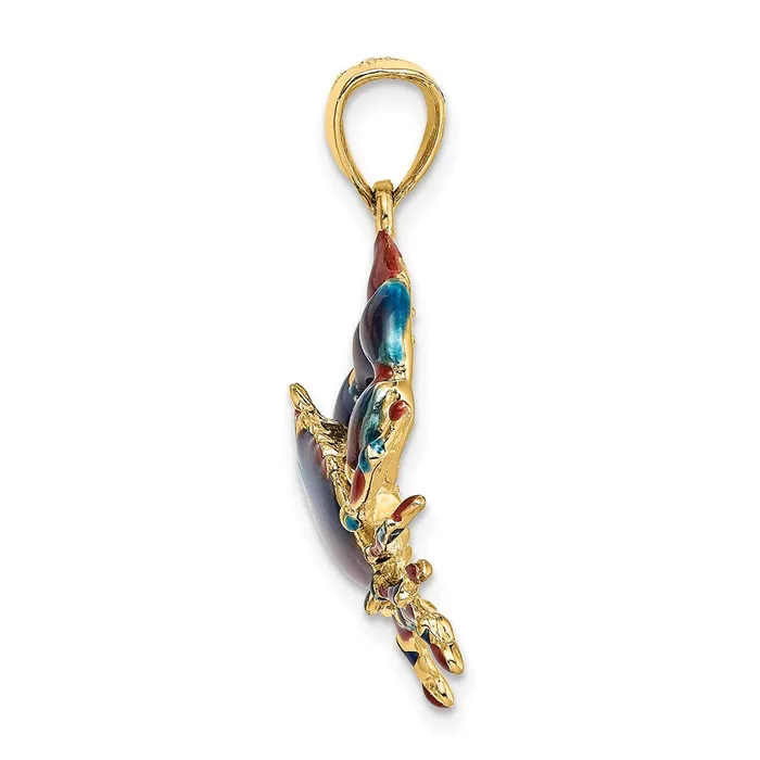 Charm Necklaces TreasureFineJewelers 14K Blue Enamel Stone Crab Charm