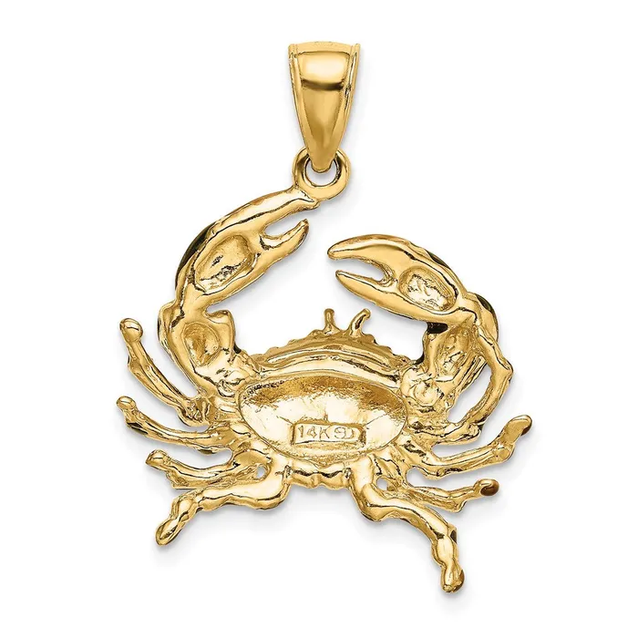 Charm Necklaces TreasureFineJewelers 14K Blue Enamel Stone Crab Charm