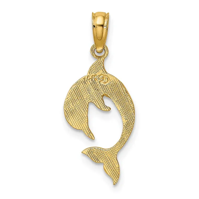Charm Necklaces TreasureFineJewelers 14K Flat and Polished Dolphin Charm