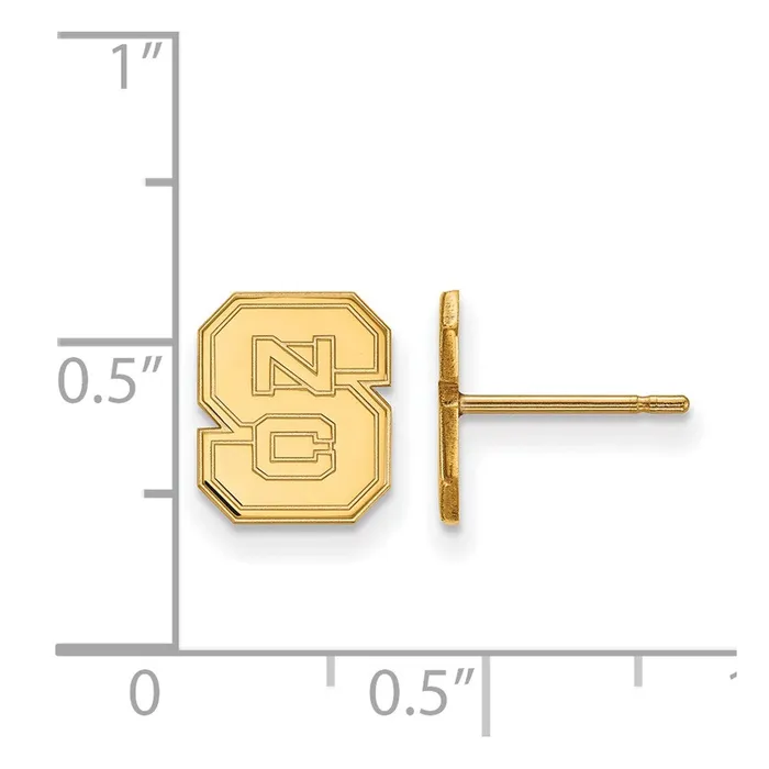 Earrings TreasureFineJewelers 10K Yellow Gold North Carolina State University XS Post Earrings