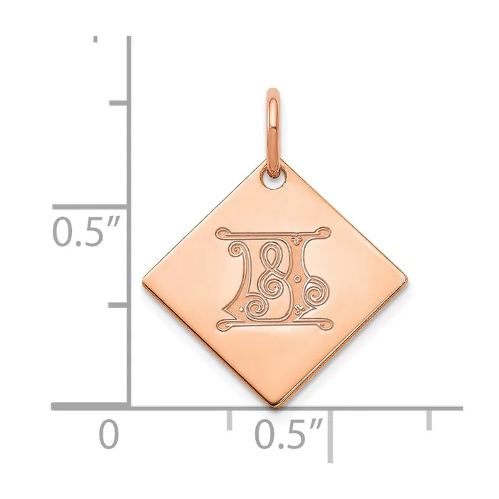 Earrings TreasureFineJewelers Sterling Silver Polished Rose Gold Plated Gold Letter J Initial Charm