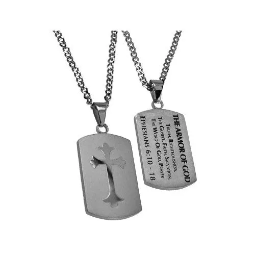 EPHESIANS 61018 Shield Cross Armor Of God Necklace with Bible Verse Stainless Steel Curb Chain North Arrow Shop Necklaces EPHESIANS 61018 Shield Cross Armor Of God Necklace with Bible Verse Stainless Steel Curb Chain North Arrow Shop Necklaces