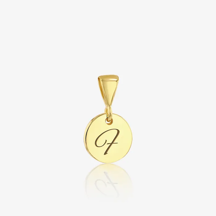 F Initial Cursive Engraved Pendant ONLY 14K 925 Gold Vermeil Ema Jewels Necklaces