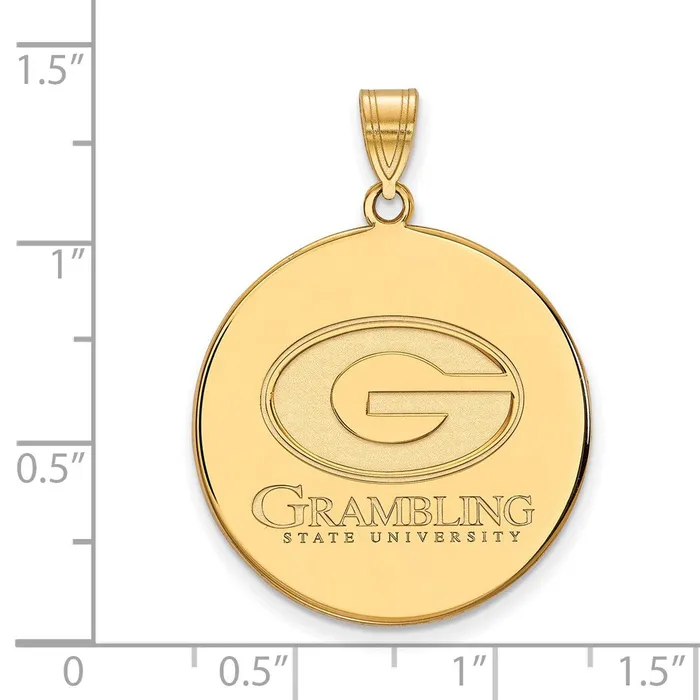 Necklaces Sterling Silver Goldplated Grambling State University Extra Large Disc Pendant TreasureFineJewelers