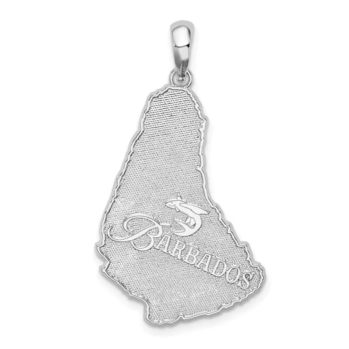 Necklaces Sterling Silver PolishedTextured Barbados Map Pendant TreasureFineJewelers Necklaces Sterling Silver PolishedTextured Barbados Map Pendant TreasureFineJewelers