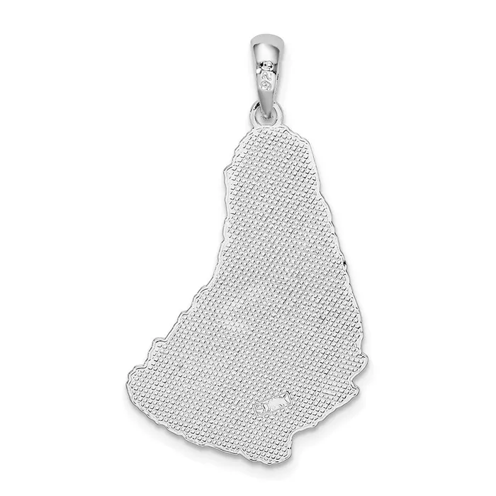 Necklaces Sterling Silver PolishedTextured Barbados Map Pendant TreasureFineJewelers