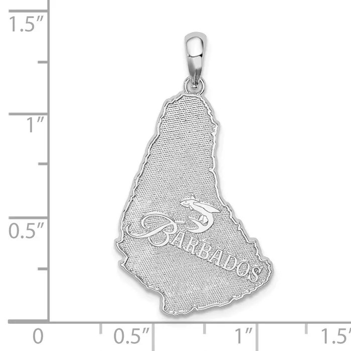 Necklaces Sterling Silver PolishedTextured Barbados Map Pendant TreasureFineJewelers