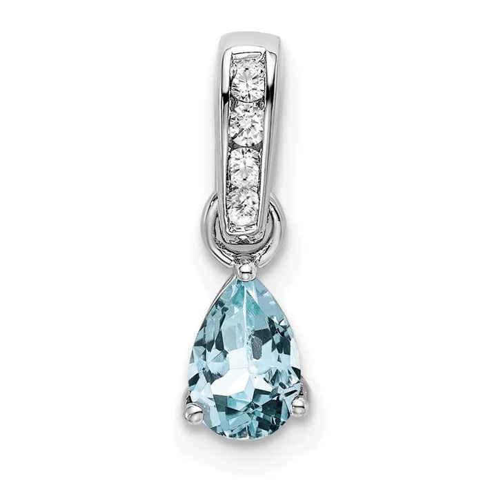 Necklaces TreasureFineJewelers 10k White Gold Pear Aquamarine and Diamond Pendant Necklaces TreasureFineJewelers 10k White Gold Pear Aquamarine and Diamond Pendant