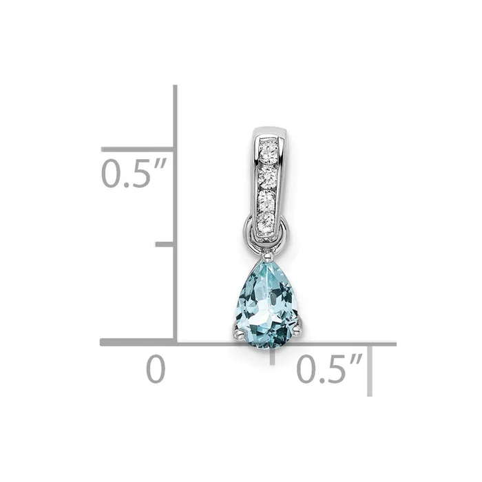 Necklaces TreasureFineJewelers 10k White Gold Pear Aquamarine and Diamond Pendant