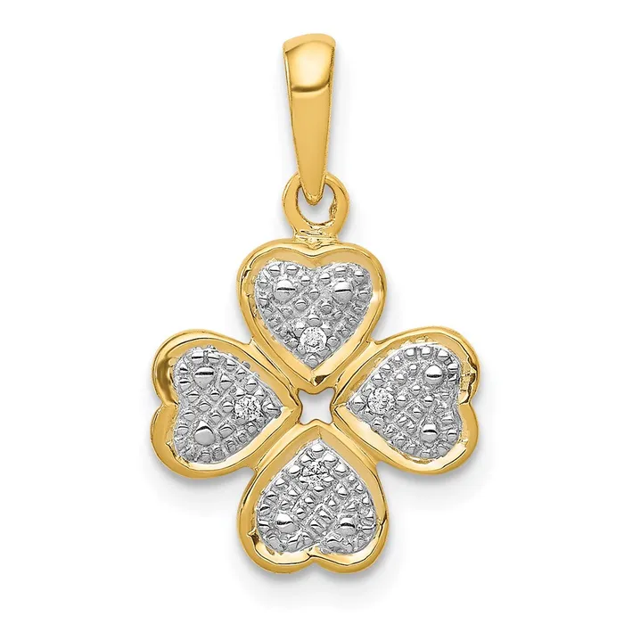 Necklaces TreasureFineJewelers 14k 02ctDiamond Four Leaf Clover Pendant