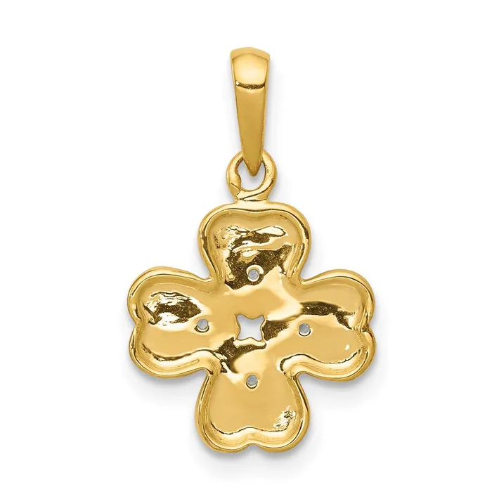 Necklaces TreasureFineJewelers 14k 02ctDiamond Four Leaf Clover Pendant
