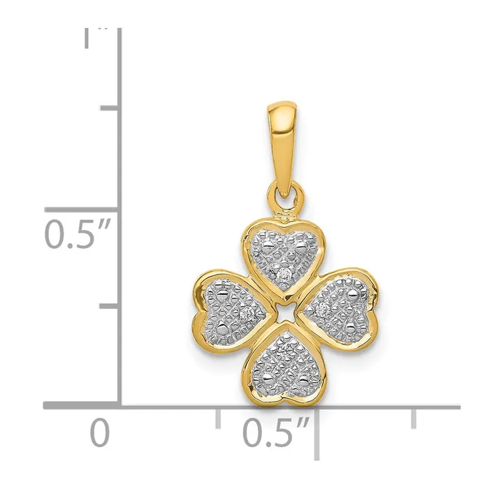 Necklaces TreasureFineJewelers 14k 02ctDiamond Four Leaf Clover Pendant