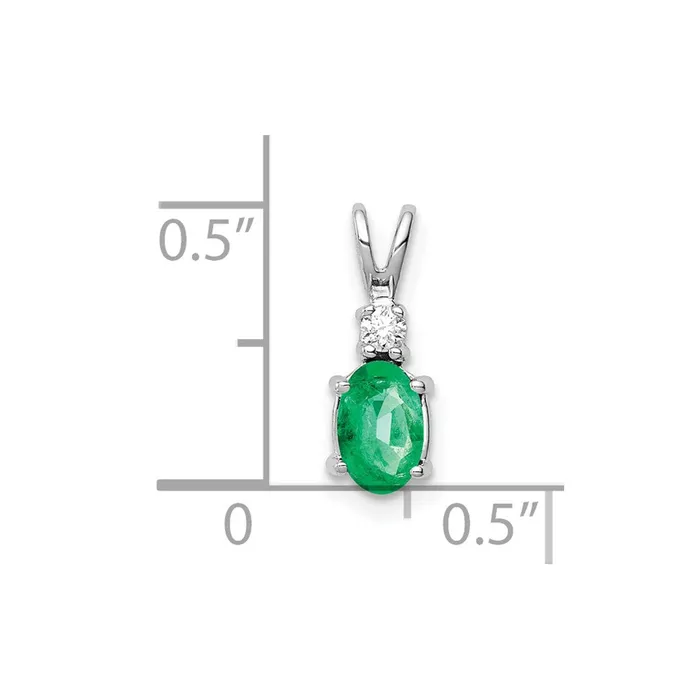Necklaces TreasureFineJewelers 14k White Gold 6x4mm Oval Emerald A Diamond pendant