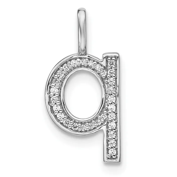 Necklaces TreasureFineJewelers 14K White Gold Diamond Lower Case Letter Q Initial Pendant Necklaces TreasureFineJewelers 14K White Gold Diamond Lower Case Letter Q Initial Pendant