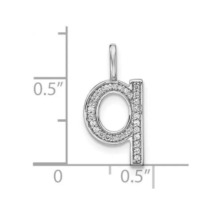 Necklaces TreasureFineJewelers 14K White Gold Diamond Lower Case Letter Q Initial Pendant