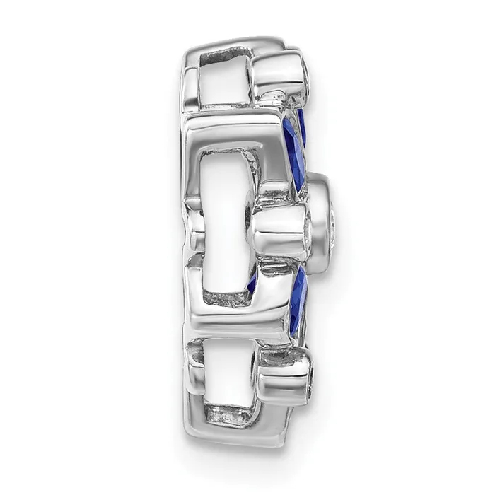 Necklaces TreasureFineJewelers 14k White Gold Sapphire and Diamond Chain Slide