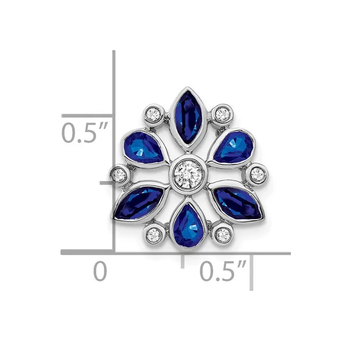 Necklaces TreasureFineJewelers 14k White Gold Sapphire and Diamond Chain Slide