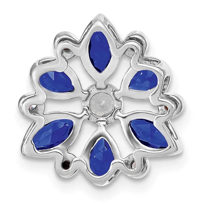 Necklaces TreasureFineJewelers 14k White Gold Sapphire and Diamond Chain Slide