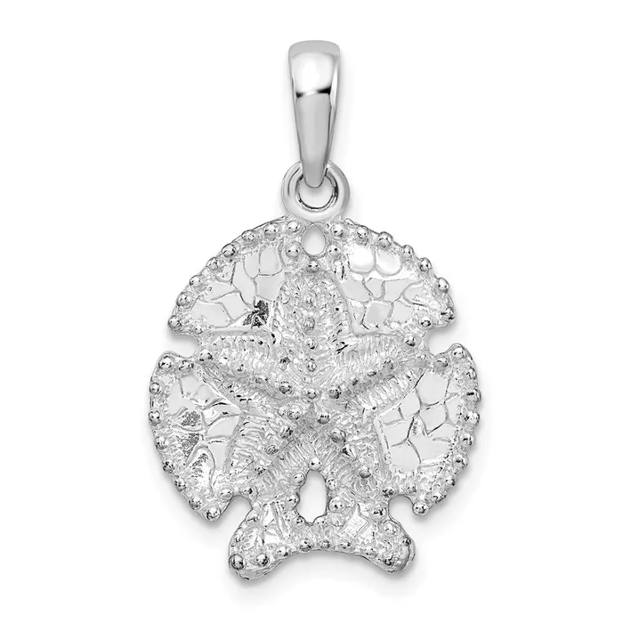 Necklaces TreasureFineJewelers Sterling Silver PolishedTextured Sand Dollar Pendant Necklaces TreasureFineJewelers Sterling Silver PolishedTextured Sand Dollar Pendant