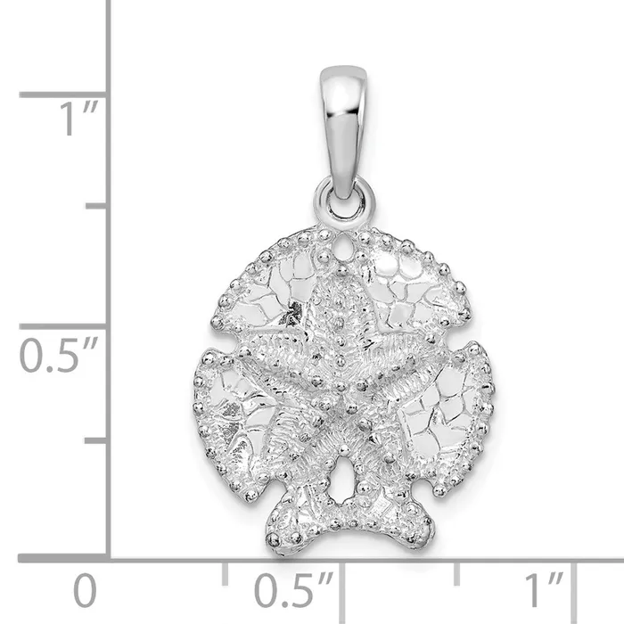 Necklaces TreasureFineJewelers Sterling Silver PolishedTextured Sand Dollar Pendant