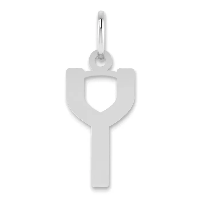 Necklaces TreasureFineJewelers Sterling Silver Rhodiumplated Letter Y Initial Pendant