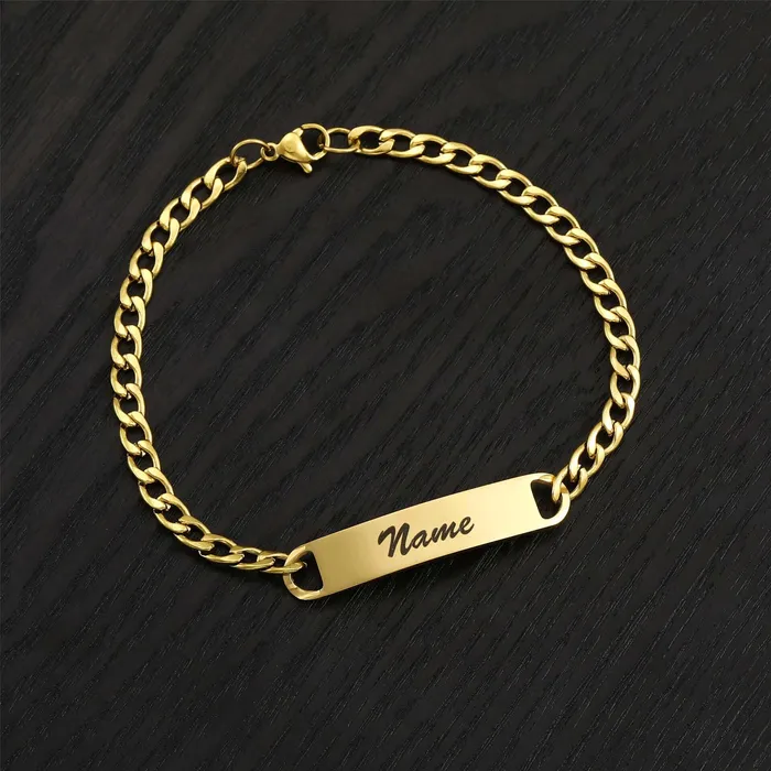 Notarnish Medical Grade Titaium Bar Engraved Couple Shop Personalized Bracelet Trendolla Jewelry Bracelets