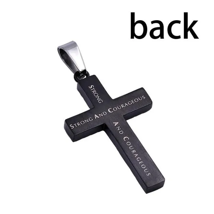 North Arrow Shop Necklaces Joshua 19 STRONG AND COURAGEOUS Stainless Steel Engraved Black Cross Necklace North Arrow Shop Necklaces Joshua 19 STRONG AND COURAGEOUS Stainless Steel Engraved Black Cross Necklace