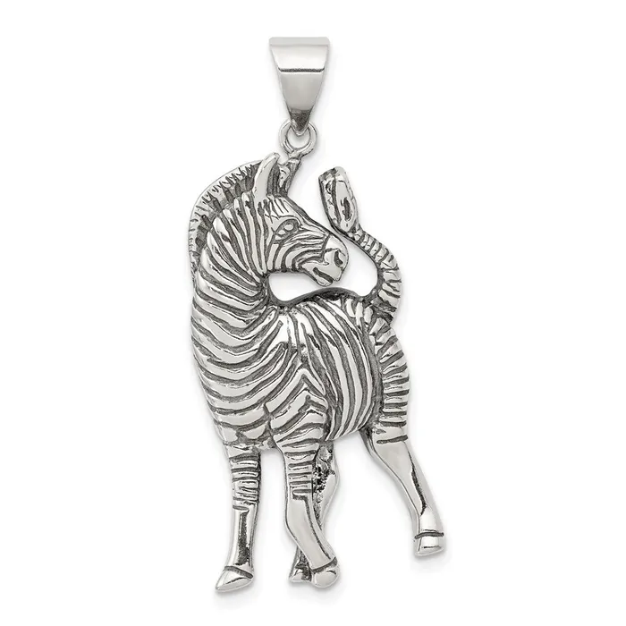 Sterling Silver Antiqued Zebra Pendant TreasureFineJewelers Necklaces