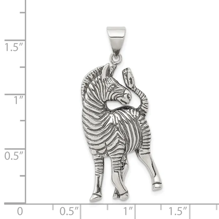 Sterling Silver Antiqued Zebra Pendant TreasureFineJewelers Necklaces