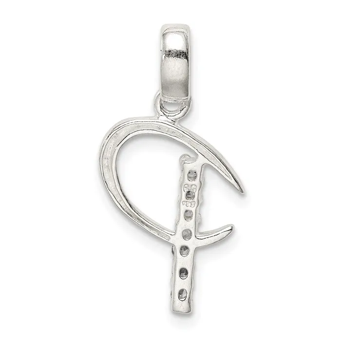 Sterling Silver CZ Letter P Initial Pendant TreasureFineJewelers Necklaces