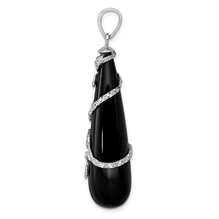 Sterling Silver Rhodiumplated DC Onyx Teardrop Pendant TreasureFineJewelers Necklaces
