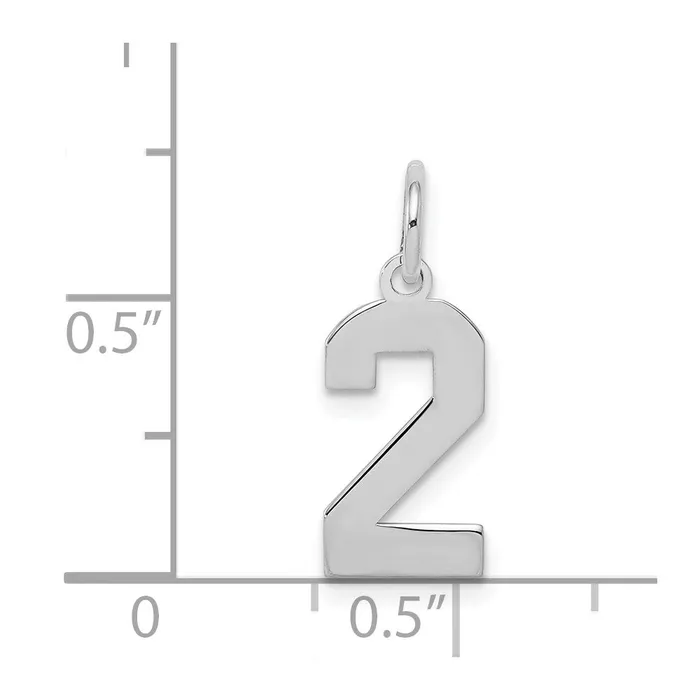 Sterling SilverRhodiumplated Polished Number 2 Charm TreasureFineJewelers Rings