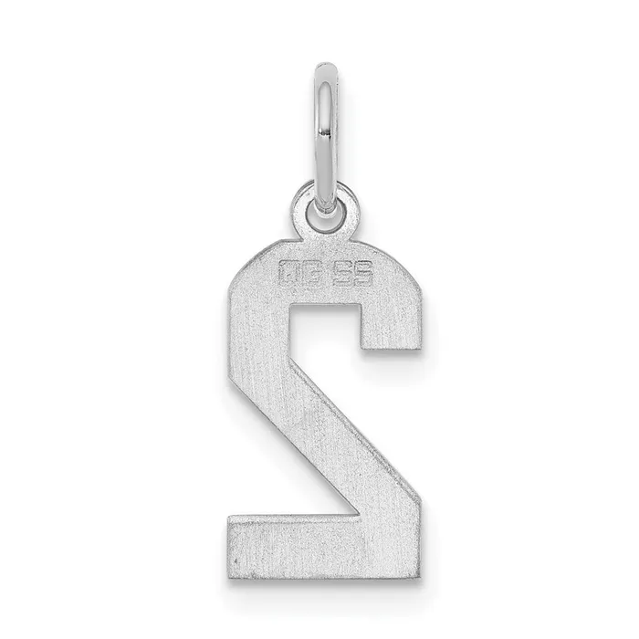 Sterling SilverRhodiumplated Polished Number 2 Charm TreasureFineJewelers Rings