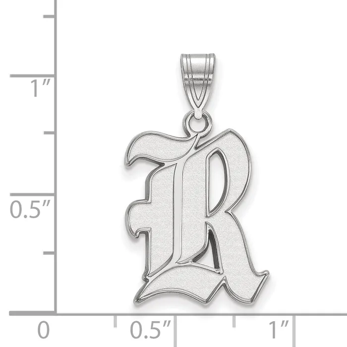 Sterling Silver Rhodiumplated Rice University Letter R Large Pendant TreasureFineJewelers Necklaces