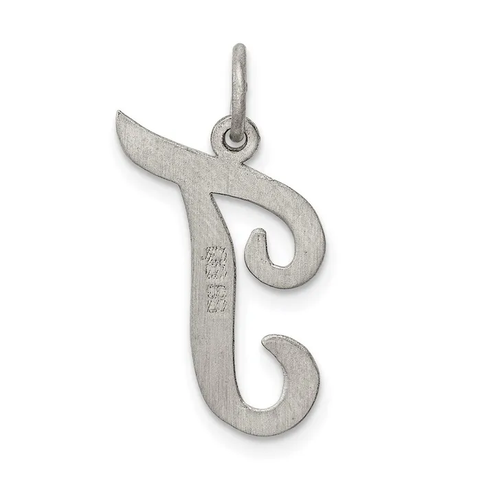 Sterling Silver Rhodiumplated Script Letter T Initial Charm TreasureFineJewelers Necklaces