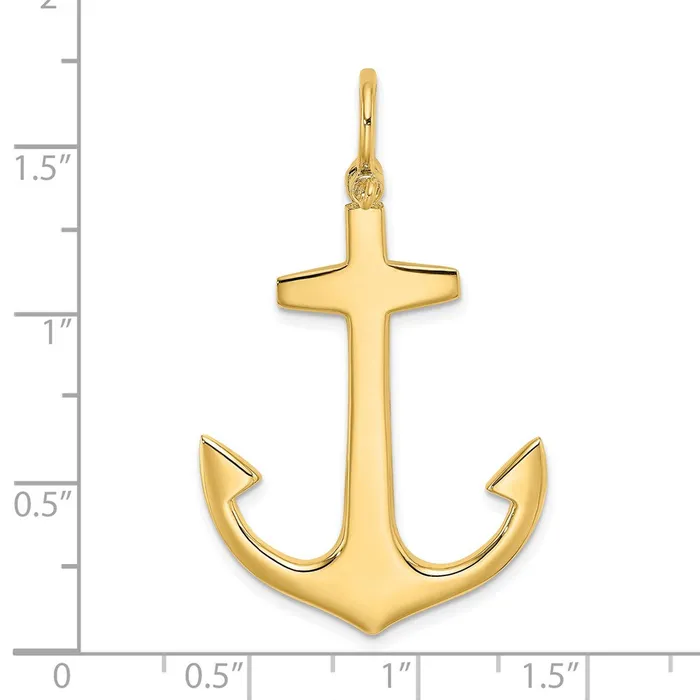 TreasureFineJewelers 14K 3D Polished Large Anchor Charm Charm Necklaces