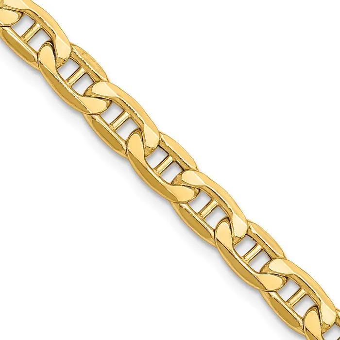 TreasureFineJewelers 14K 7 inch 55mm SemiSolid Anchor with Lobster Clasp Bracelet Bracelets