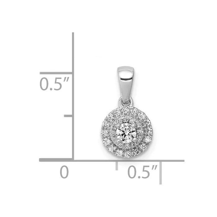 TreasureFineJewelers 14k White Gold 14ct Diamond Round Halo Cluster Pendant Necklaces