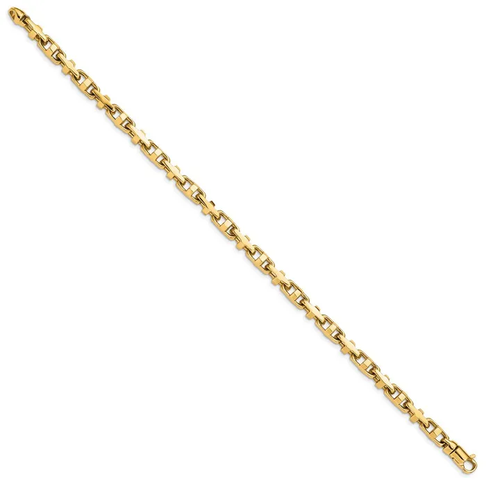 TreasureFineJewelers Bracelets 14K 875 inch 5mm Hand Polished Fancy Link with Lobster Clasp Bracelet