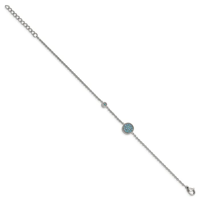 TreasureFineJewelers Bracelets Chisel Stainless Steel Polished Reconstructed Turquoise 7 inch Bracelet with 125 inch Extension