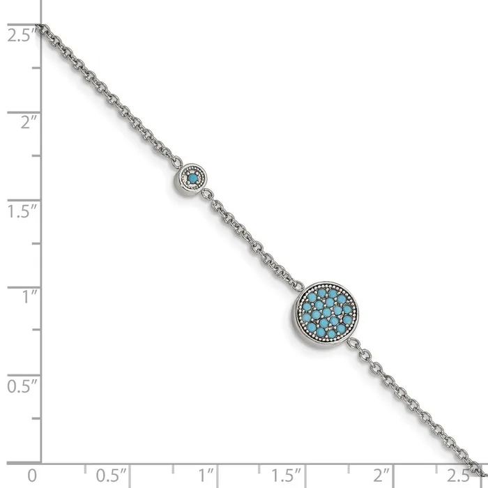 TreasureFineJewelers Bracelets Chisel Stainless Steel Polished Reconstructed Turquoise 7 inch Bracelet with 125 inch Extension
