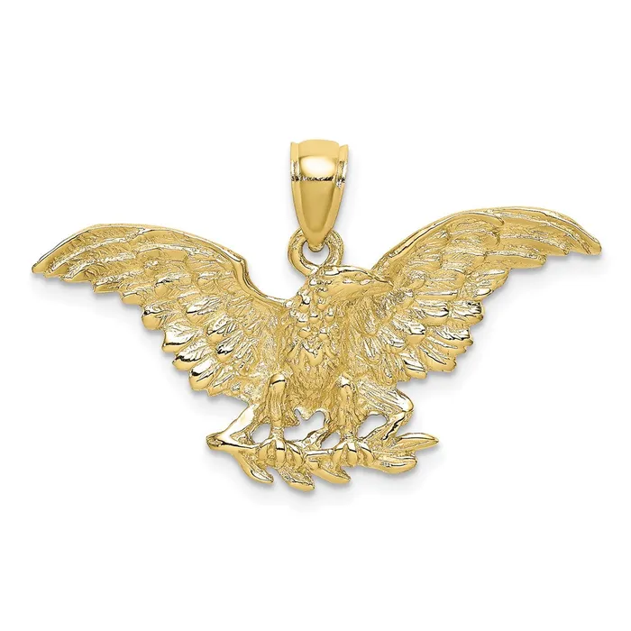 TreasureFineJewelers Charm Necklaces 10K Eagle W Wings Spread Charm