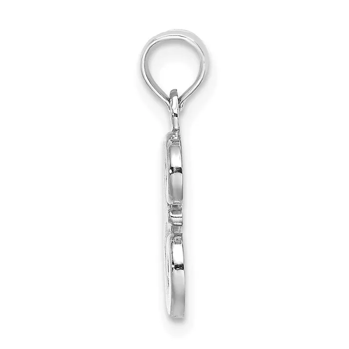 TreasureFineJewelers Charm Necklaces 10K White Gold Polished E Script Initial Charm