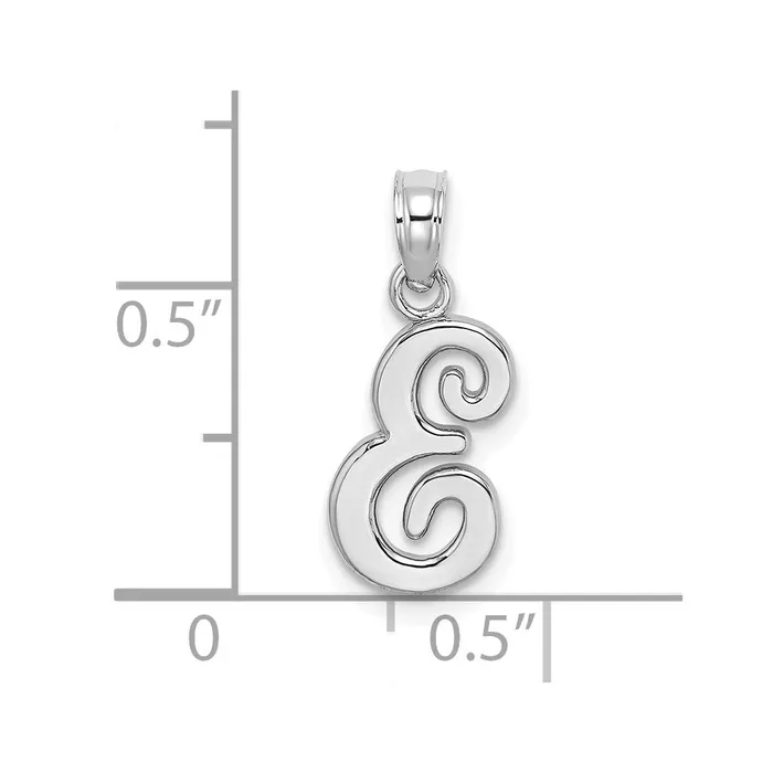 TreasureFineJewelers Charm Necklaces 10K White Gold Polished E Script Initial Charm
