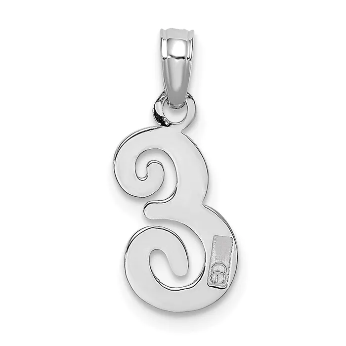 TreasureFineJewelers Charm Necklaces 10K White Gold Polished E Script Initial Charm