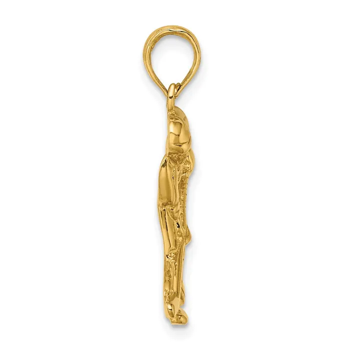 TreasureFineJewelers Charm Necklaces 14k Hockey Player with Stick and Puck Charm