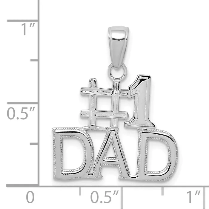 TreasureFineJewelers Charm Necklaces 14K White Gold 1 DAD Charm