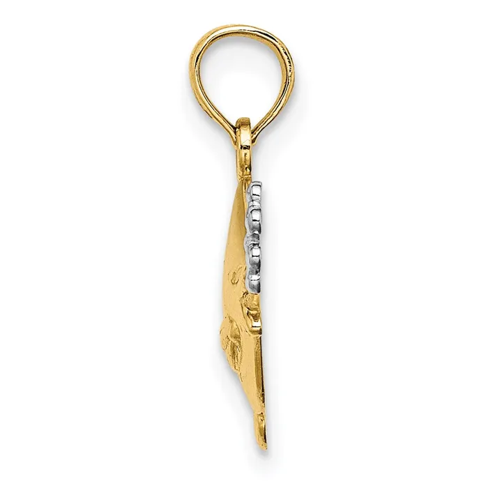TreasureFineJewelers Charm Necklaces 14k with White Rhodium 2D Fish w Bubbles Charm