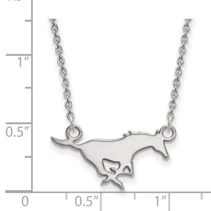 TreasureFineJewelers Necklaces 10K White Gold Southern Methodist University Small Pendant wilth Necklace