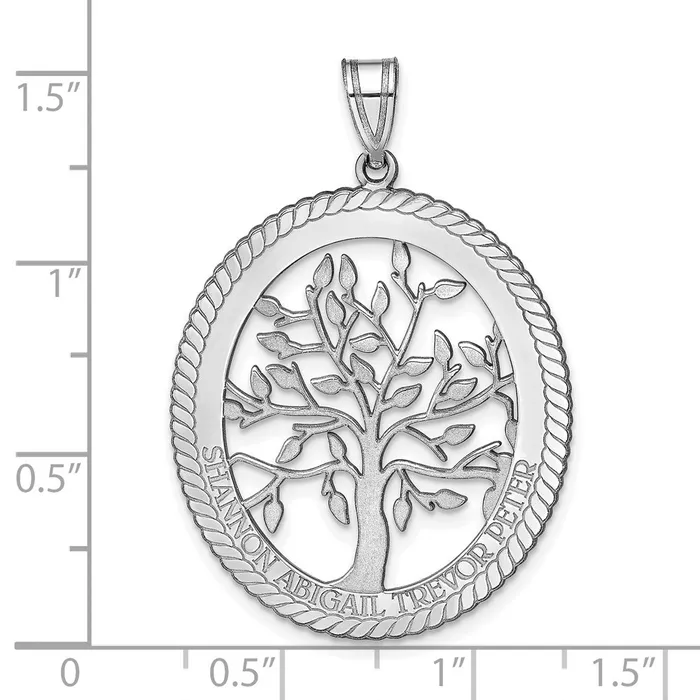 TreasureFineJewelers Necklaces 10KW Oval Family Tree Pendant